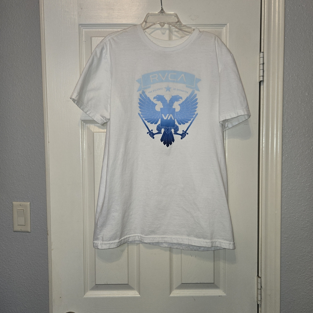 RVCA White and Blue Short Sleeve Tee